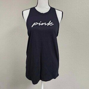 Victoria's Secret Pink Black Logo Twist Back Tank Top